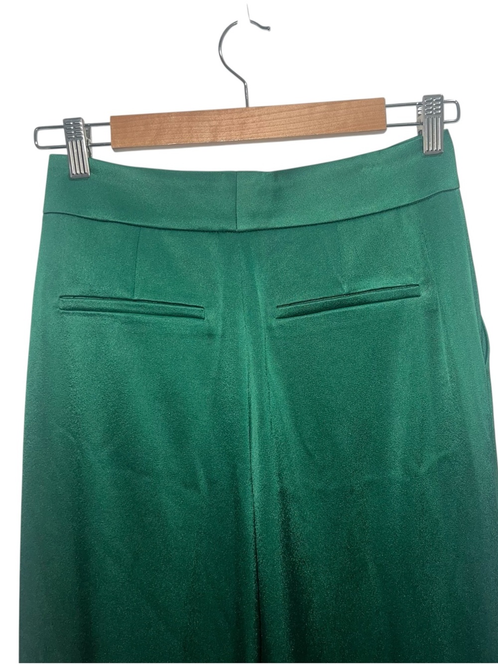 NEW NWT Alice + Olivia Dylan Satin Wide Leg Pants In Forest Green - Picture 10 of 13